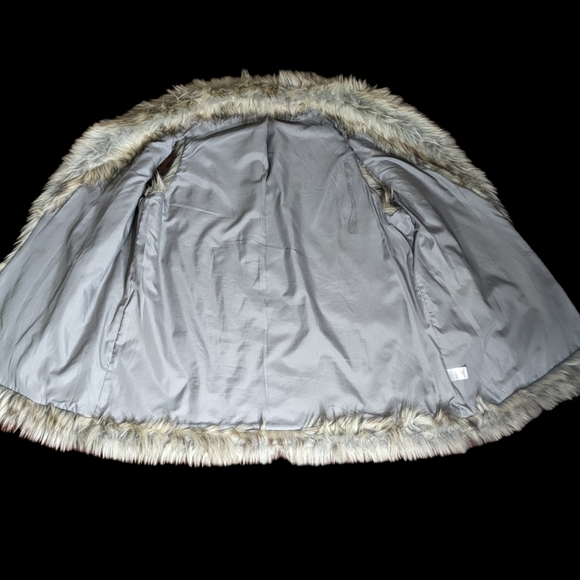 Faux Fur Vest S/M Cream Brown Gray Open Cardigan Pockets Fall Winter Layering - Picture 7 of 12